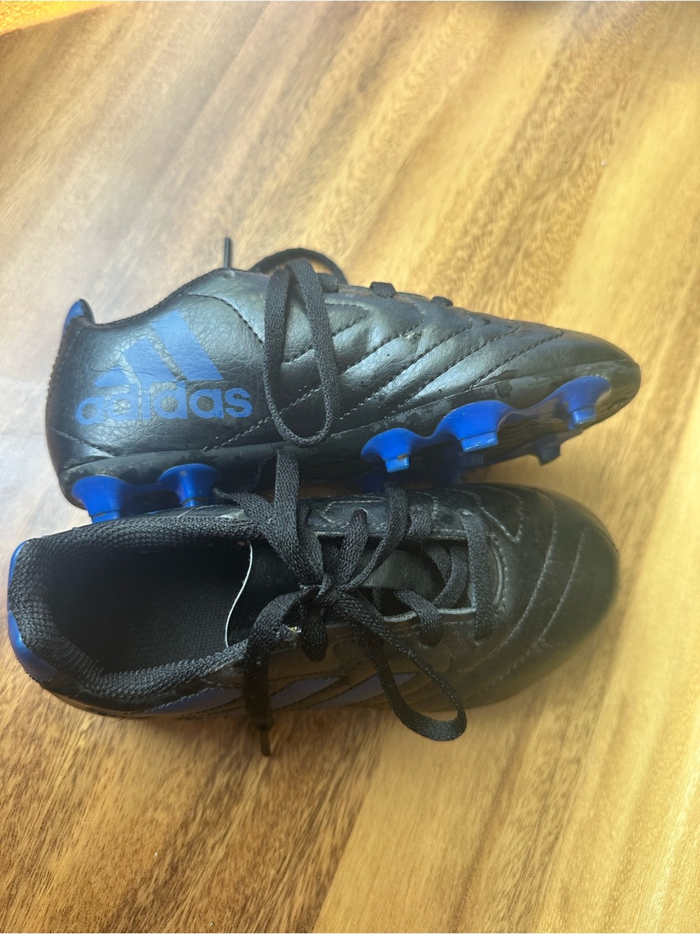adidas Kids Black and Blue Soccer Cleats
